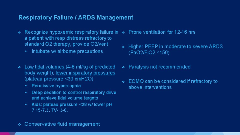 Respiratory Failure / ARDS Management v v Recognize hypoxemic respiratory failure in a patient Respiratory Failure / ARDS Management v v Recognize hypoxemic respiratory failure in a patient