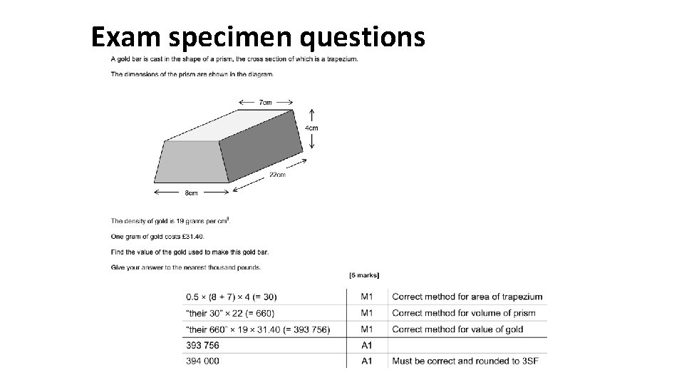 Exam specimen questions 
