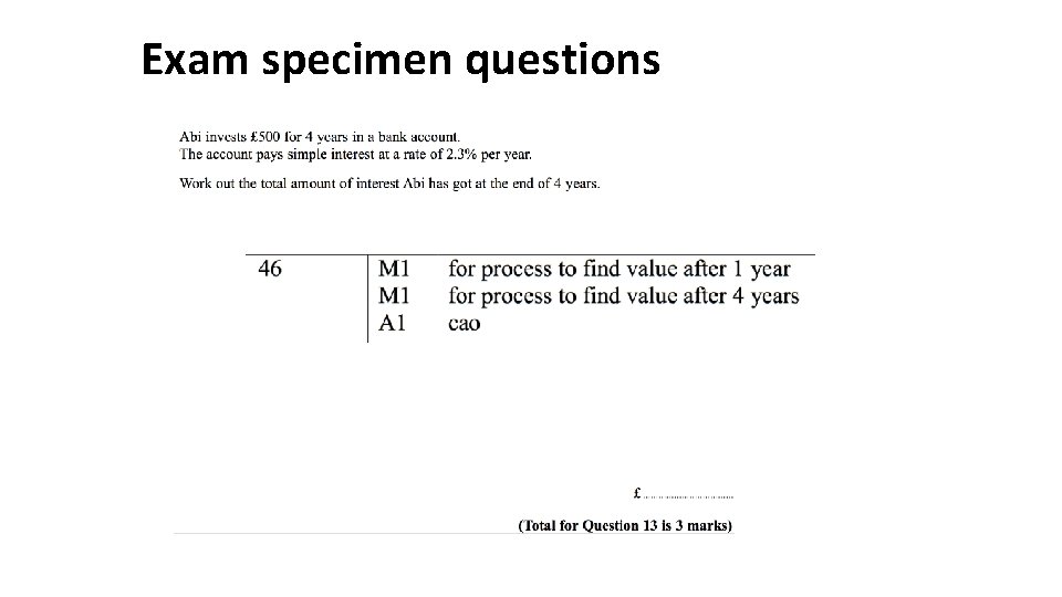 Exam specimen questions 