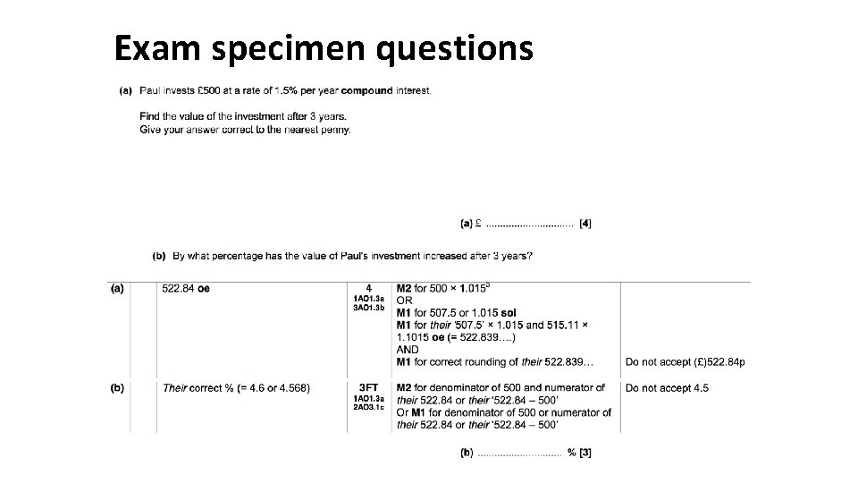 Exam specimen questions 