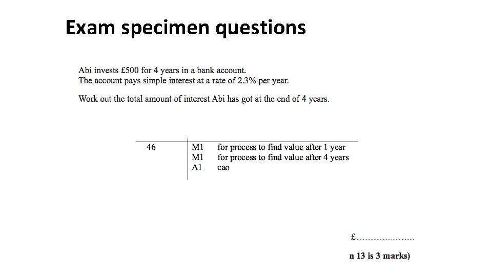 Exam specimen questions 