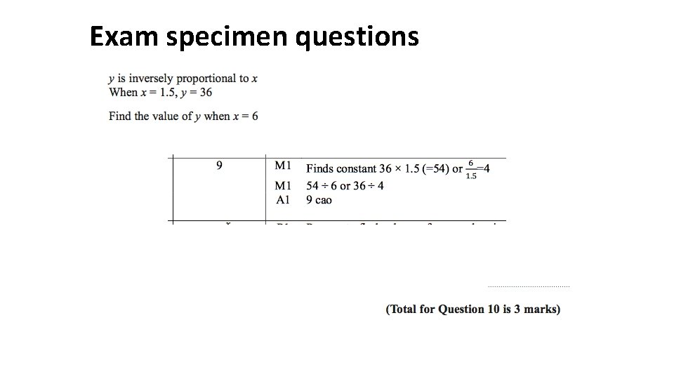 Exam specimen questions 