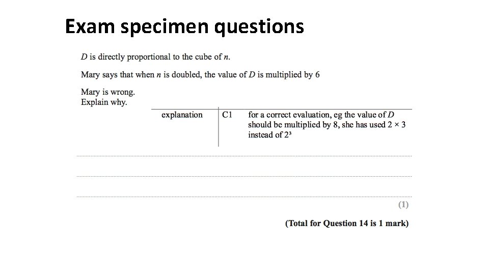 Exam specimen questions 