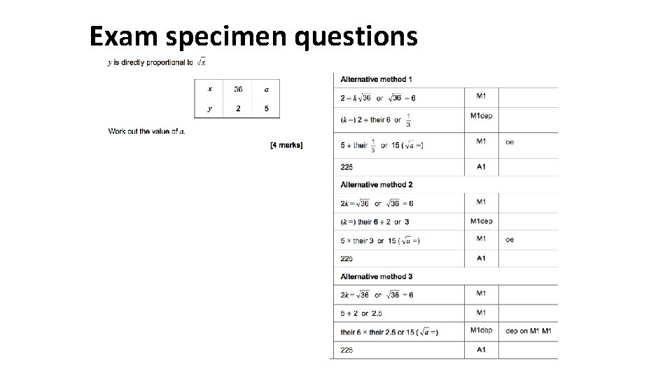 Exam specimen questions 