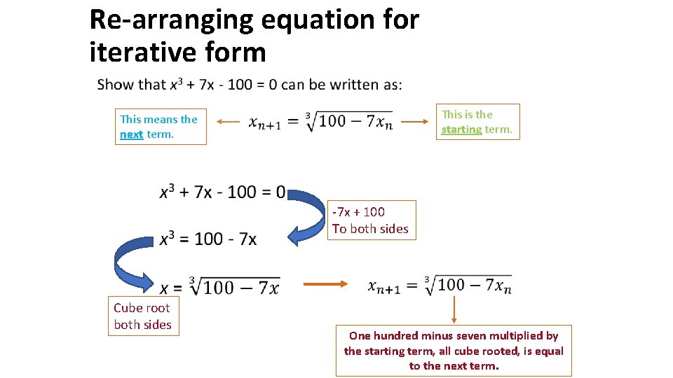 Re-arranging equation for iterative form • This is the starting term. This means the
