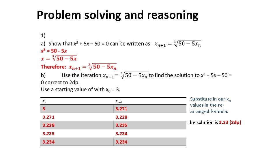 Problem solving and reasoning Xn Xn+1 3 3. 271 3. 228 3. 235 3.