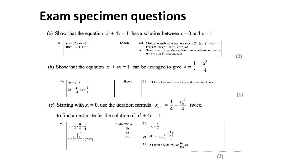 Exam specimen questions 