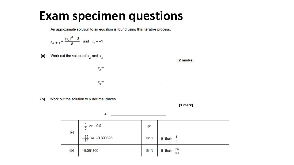 Exam specimen questions 