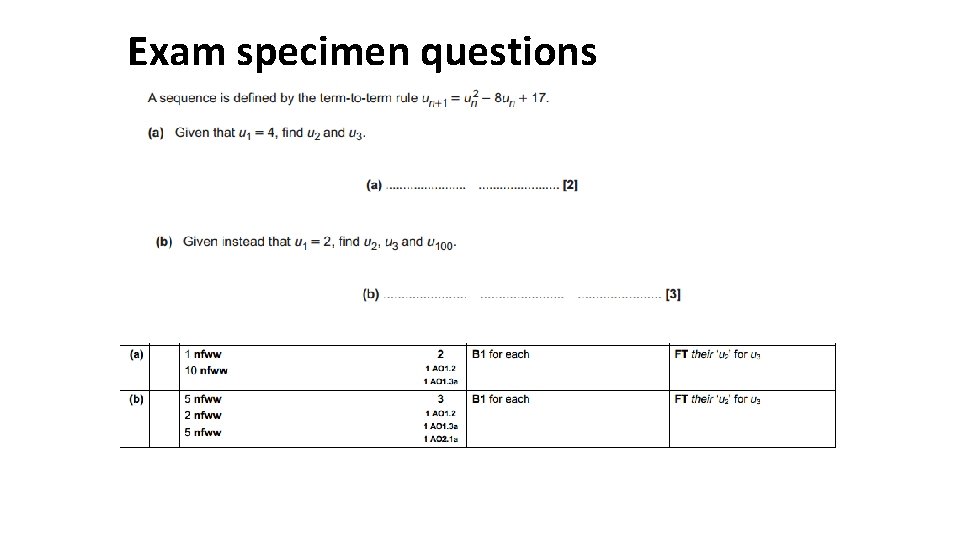 Exam specimen questions 