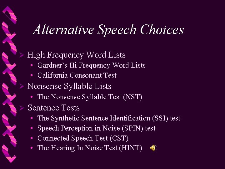 Alternative Speech Choices Ø High Frequency Word Lists • Gardner’s Hi Frequency Word Lists