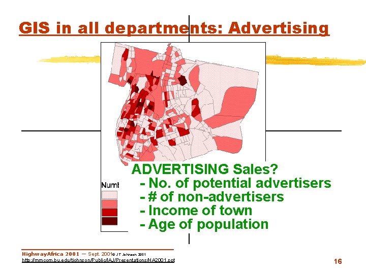 GIS in all departments: Advertising ADVERTISING Sales? - No. of potential advertisers - #