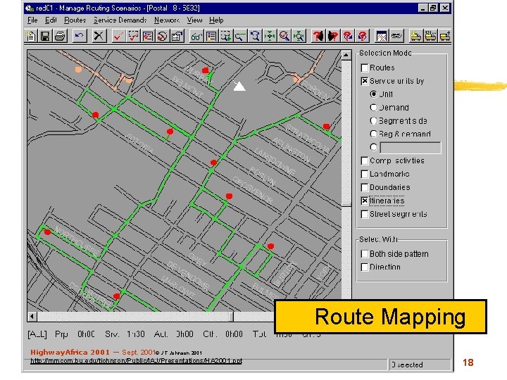 Route mapping-Delivery. Route z. Route Mapping Highway. Africa 2001 — Sept. 2001© J. T.