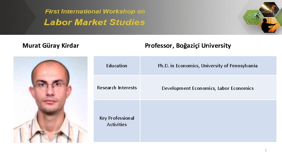 Murat Güray Kirdar Professor, Boğaziçi University Education Ph. D. in Economics, University of Pennsylvania