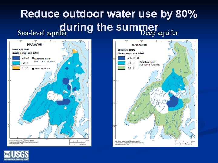 Reduce outdoor water use by 80% during the summer Deep aquifer Sea-level aquifer 