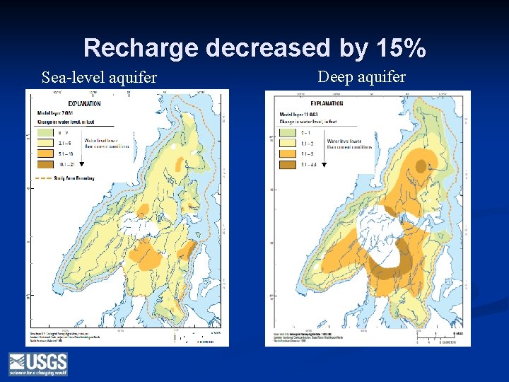 Recharge decreased by 15% Sea-level aquifer Deep aquifer 