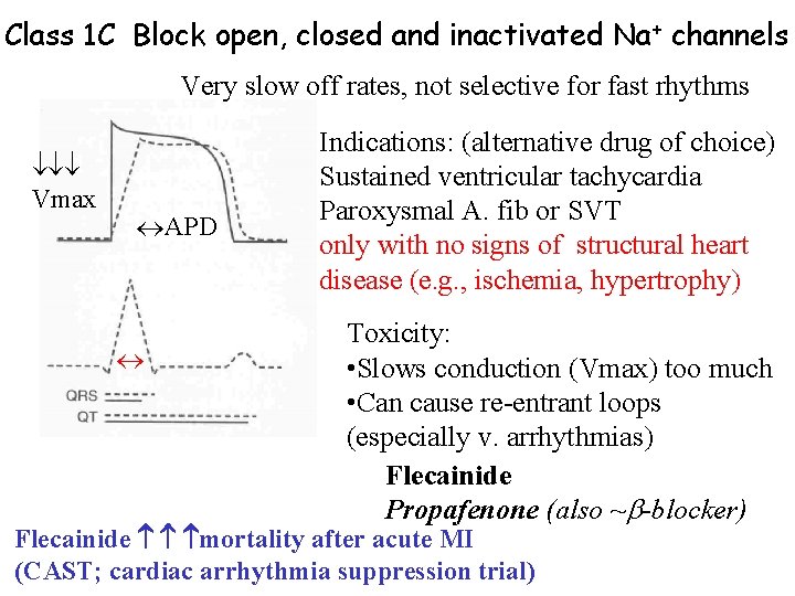 Class 1 C Block open, closed and inactivated Na + channels Very slow off