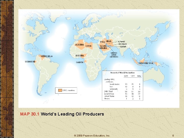MAP 30. 1 World’s Leading Oil Producers © 2009 Pearson Education, Inc. 8 