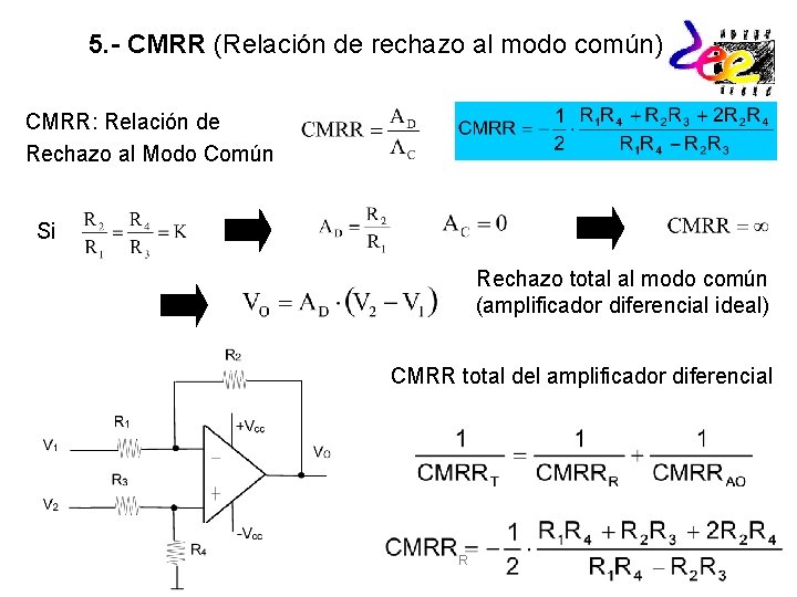 5. - CMRR (Relación de rechazo al modo común) CMRR: Relación de Rechazo al