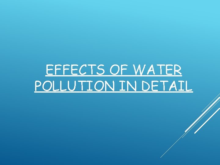 EFFECTS OF WATER POLLUTION IN DETAIL 