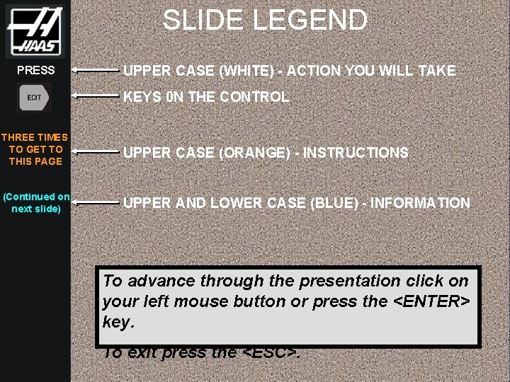 SLIDE LEGEND PRESS UPPER CASE (WHITE) - ACTION YOU WILL TAKE KEYS 0 N