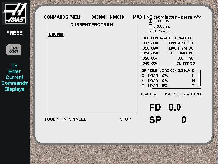 PRESS To Enter Current Commands Displays 