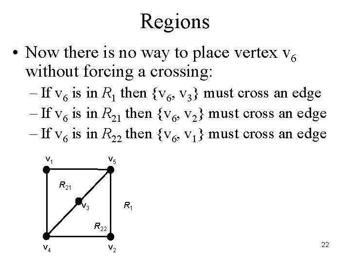 Regions • Now there is no way to place vertex v 6 without forcing