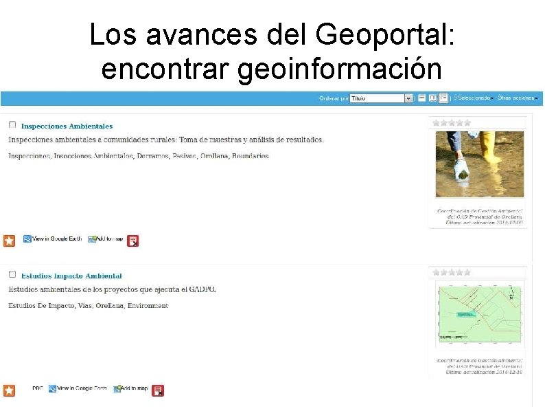 Los avances del Geoportal: encontrar geoinformación Los avances del Geoportal: encontrar geoinformación