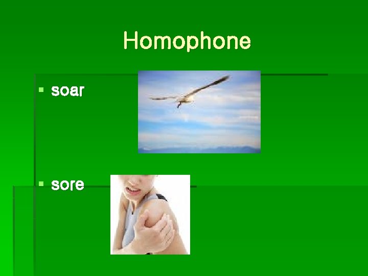 Homophone § soar § sore 