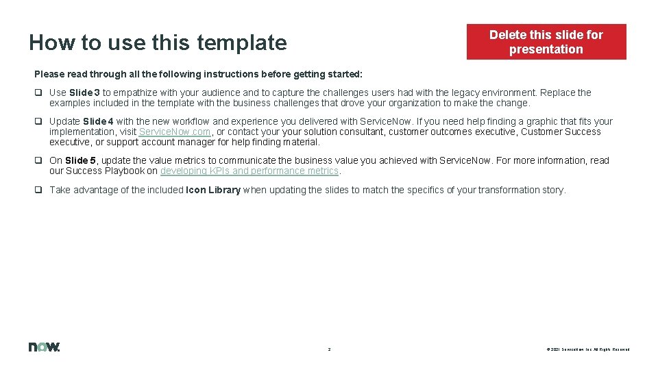 Delete this slide for presentation How to use this template Please read through all