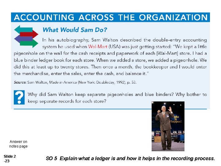 Answer on notes page Slide 2 -23 SO 5 Explain what a ledger is