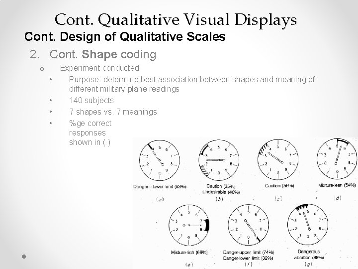 Cont. Qualitative Visual Displays Cont. Design of Qualitative Scales 2. Cont. Shape coding o