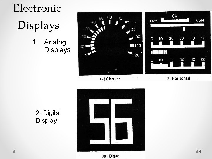 Electronic Displays 1. Analog Displays 2. Digital Display 6 