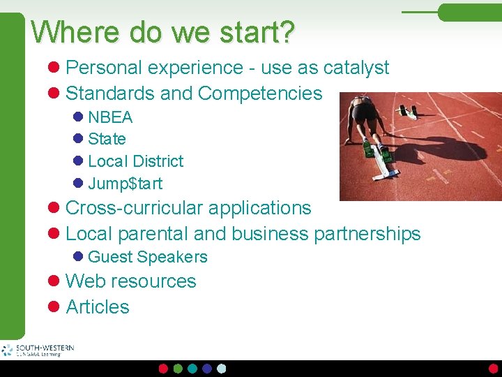 Where do we start? l Personal experience - use as catalyst l Standards and