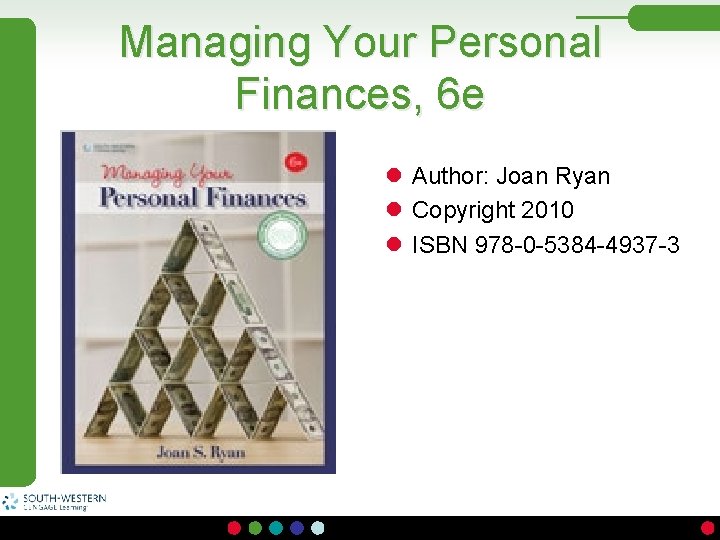 Managing Your Personal Finances, 6 e l Author: Joan Ryan l Copyright 2010 l