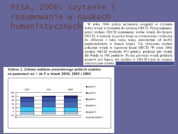PISA, 2006: czytanie i rozumowanie w naukach humanistycznych 