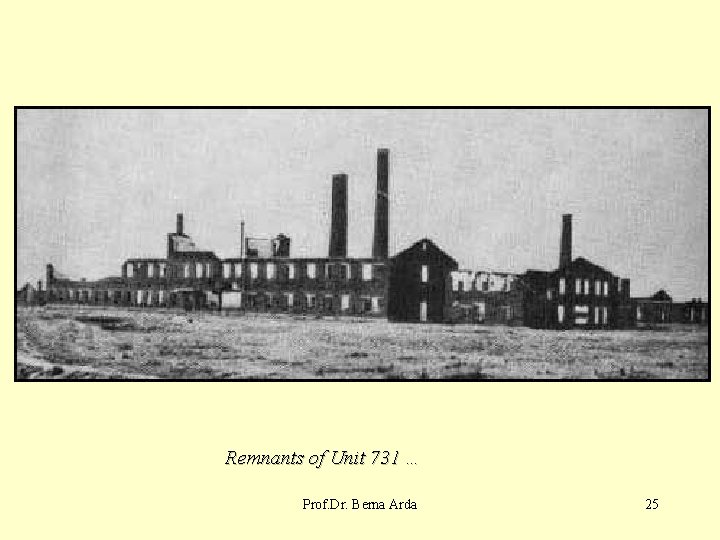Remnants of Unit 731 … Prof. Dr. Berna Arda 25 