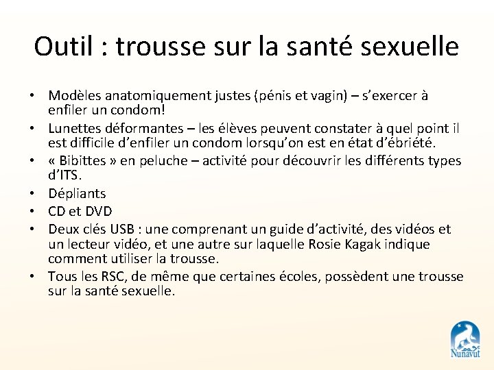 Outil : trousse sur la santé sexuelle • Modèles anatomiquement justes (pénis et vagin)