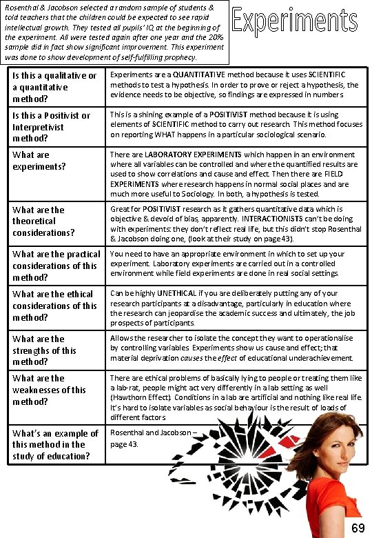 Rosenthal & Jacobson selected a random sample of students & told teachers that the