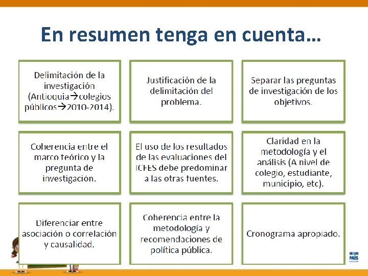 En resumen tenga en cuenta… 