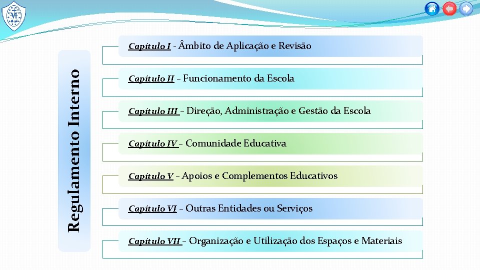 Regulamento Interno Capítulo I - mbito de Aplicação e Revisão Capítulo II – Funcionamento