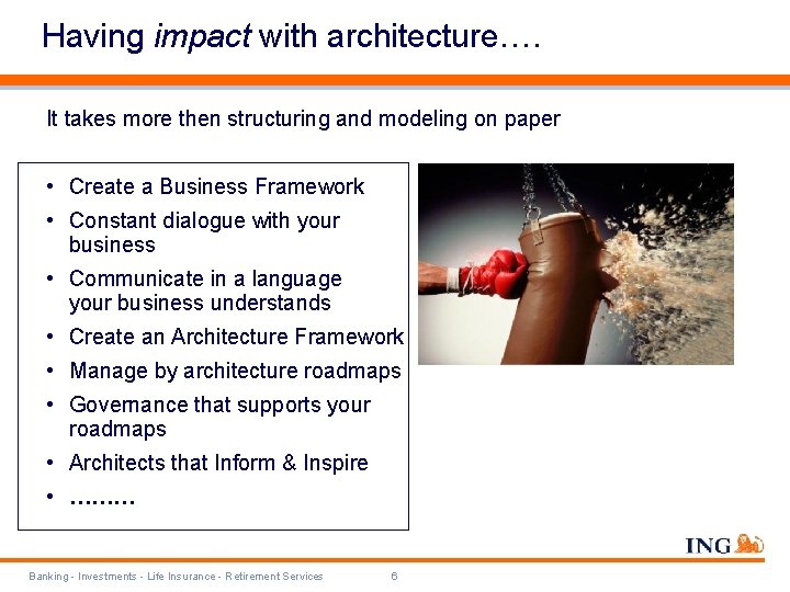 Having impact with architecture…. It takes more then structuring and modeling on paper • Having impact with architecture…. It takes more then structuring and modeling on paper •