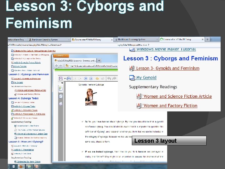 Lesson 3: Cyborgs and Feminism Lesson 3 layout 