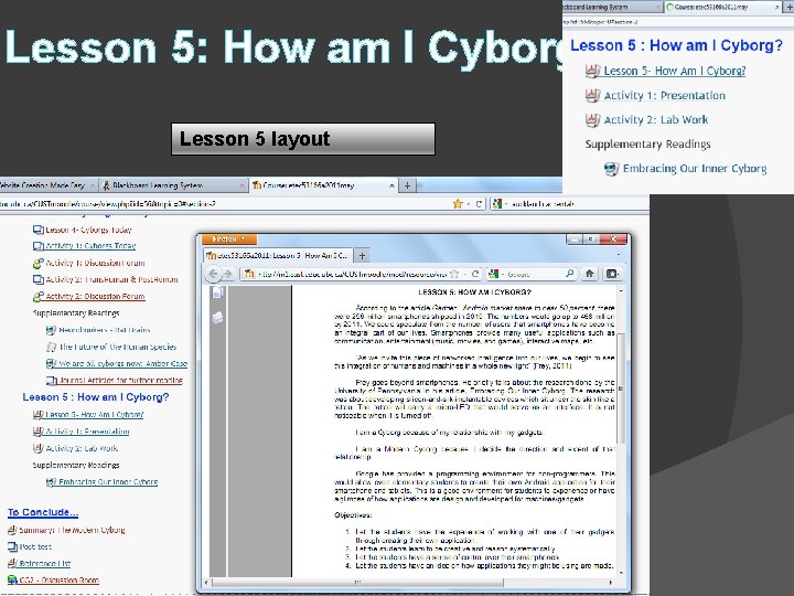 Lesson 5: How am I Cyborg? Lesson 5 layout 