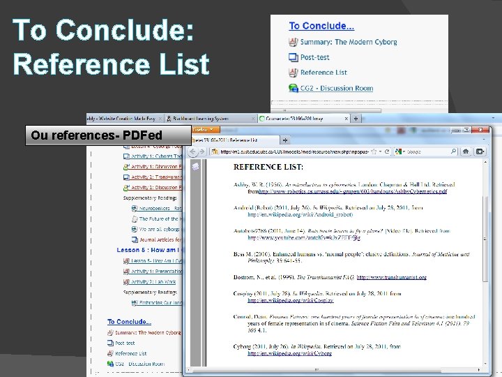 To Conclude: Reference List Ou references- PDFed 