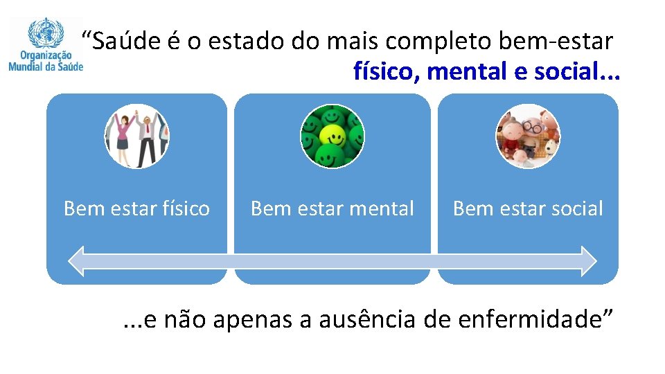 “Saúde é o estado do mais completo bem-estar físico, mental e social. . .