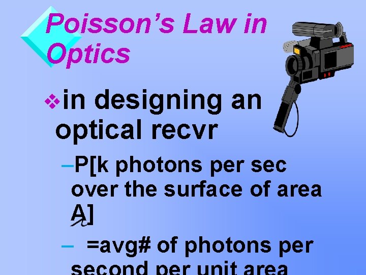 Poisson’s Law in Optics vin designing an optical recvr –P[k photons per sec over