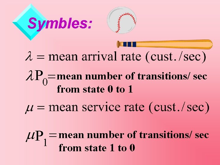 Symbles: l P 0= mean number of transitions/ sec from state 0 to 1