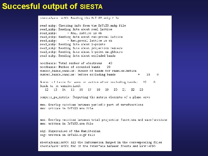 Succesful output of SIESTA 