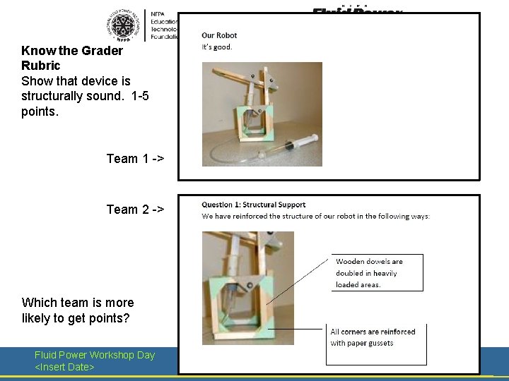 Know the Grader Rubric Show that device is structurally sound. 1 -5 points. Team