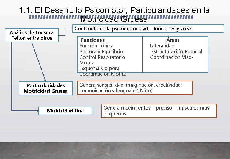 1. 1. El Desarrollo Psicomotor, Particularidades en la Motricidad Gruesa Análisis de Fonseca Peiton